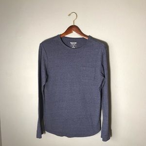 Long Sleeve Heathered Navy Pocket Tee